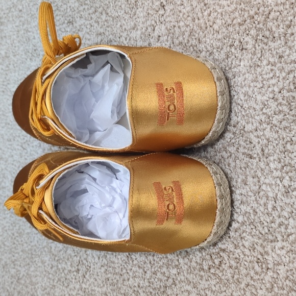 TOMS Lena Sunflower Satin Espadrille Sneakers Size 10 - Picture 4 of 8